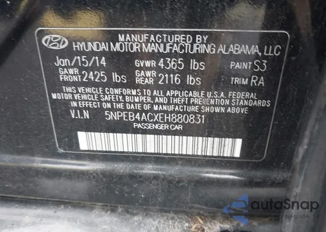 2014 Hyundai Sonata Gls из США, поврежденный, VIN 5NPEB4ACXEH880831